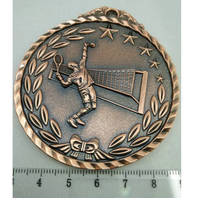 Золотая серебряная бронзовая медаль для занятий теннисом школьного спорта