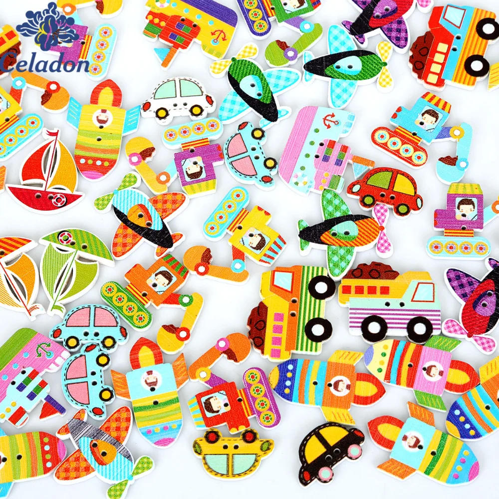 Новое поступление 50 шт./лот Разноцветные деревянные декоративные пуговицы для