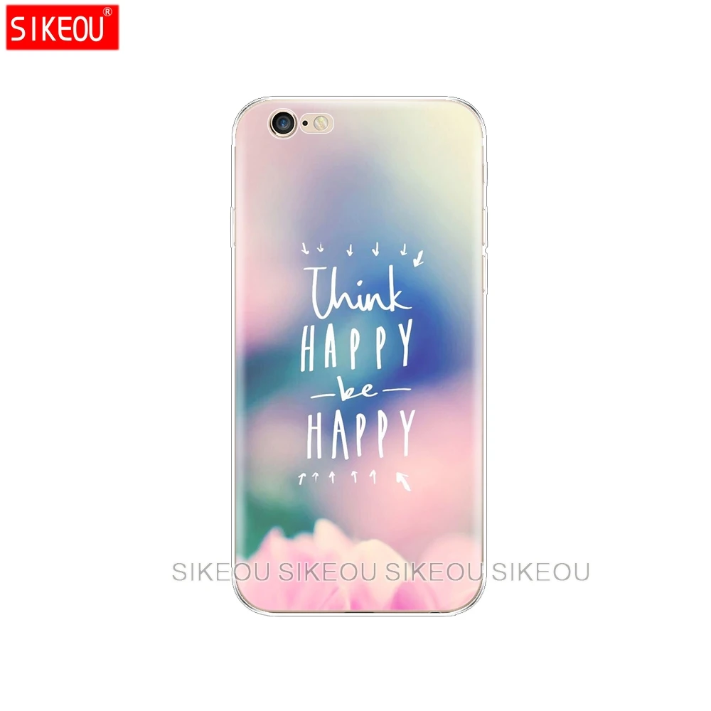 Силиконовый чехол для телефона Iphone 6X8 7 6s 5 5s SE Plus 10 XR XS Max с надписью Think Be Happy