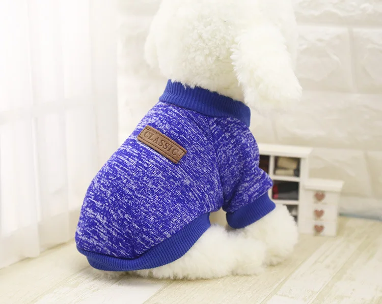 Deep Blue Классическая теплая одежда для собак Щенок Pet Cat куртка пальто Зимняя мода мягкий свитер Одежда для маленьких собак чихуахуа XS-2XL 25S1 - Цвет: Deep Blue