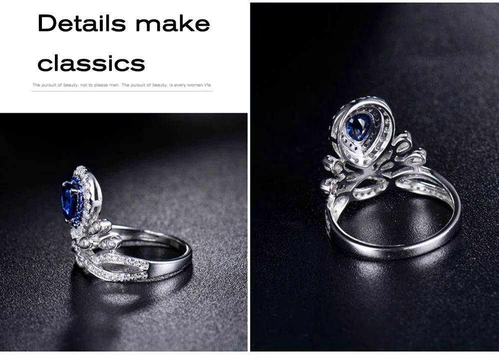 LOVERJEWELRY сапфировое кольцо для женщин с бриллиантами вечности Настоящее 18 к белое золото Вечная любовь обручальные женские кольца ювелирные изделия