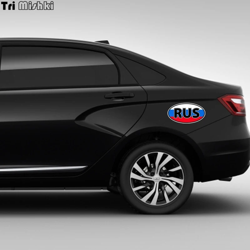 Три мишки 11x20 см RUS флаг России наклейки на авто полноцветные прикольные