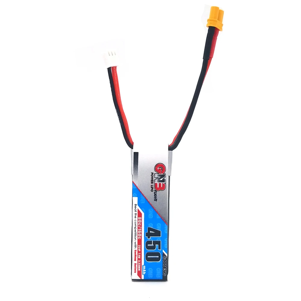 2 шт. Gaoneng 2S 450 мАч 80C/160C Lipo батарея JST XT30 разъем микро самолет мини Квадрокоптер FPV гоночный Дрон батарея для Emax babyhawk