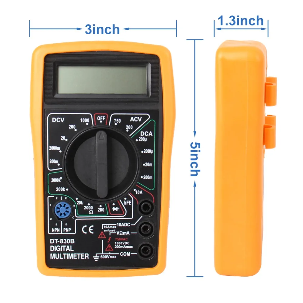 CARBOLE DT 830B ЖК дисплей цифровой мультиметр AC/DC 750/1000 в Вольтметр Амперметр Ом метр