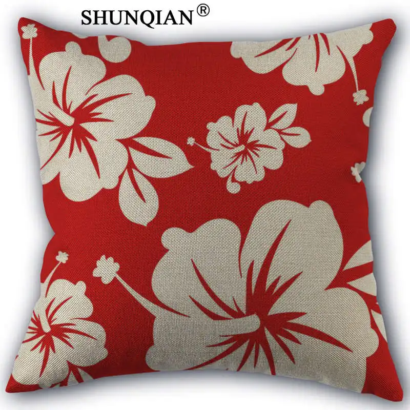 Y418 Подушка с изображением гибискуса и цветов наволочка хлопковая искусственная