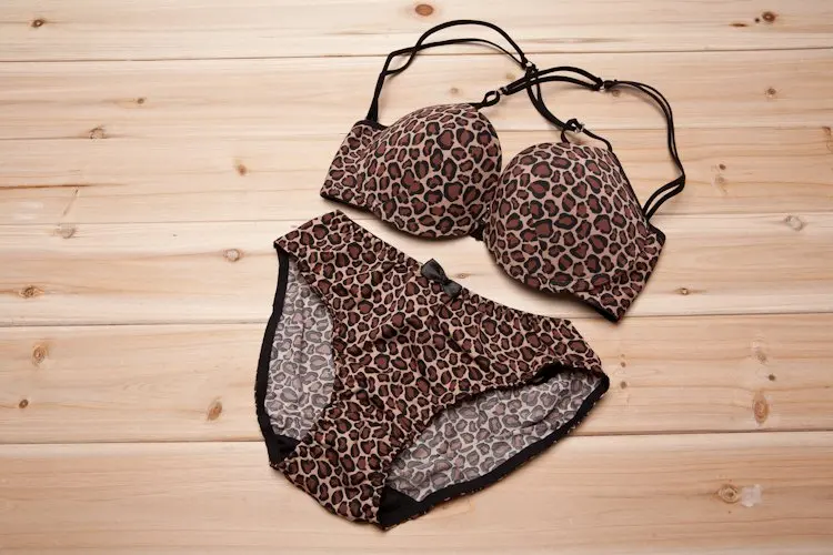 Sexy Bra Sets deep V-neck front button type push up underwear lingerie leopard bra Free shipping | Женская одежда