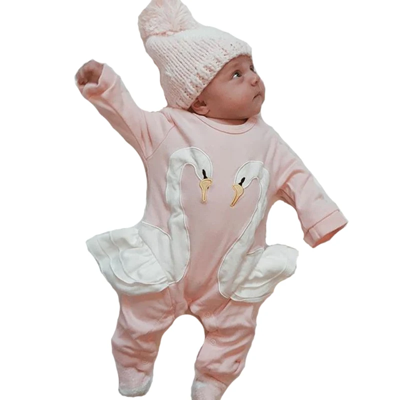 

New Born Baby Clothes Newborn Baby Clothing Romper for Baby Infant Girl Onesie Outfit Baby Bodysuit Cottons Cartoon Swan Overall