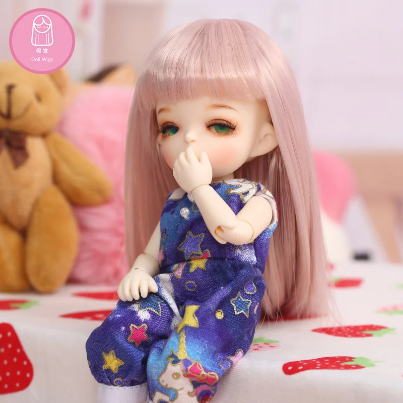 Парик для куклы bjd L8# Размер 4,5-6 дюймов 1/8 высокая температура натуральный прямой парик длинные волосы куклы bjd парики в Красота