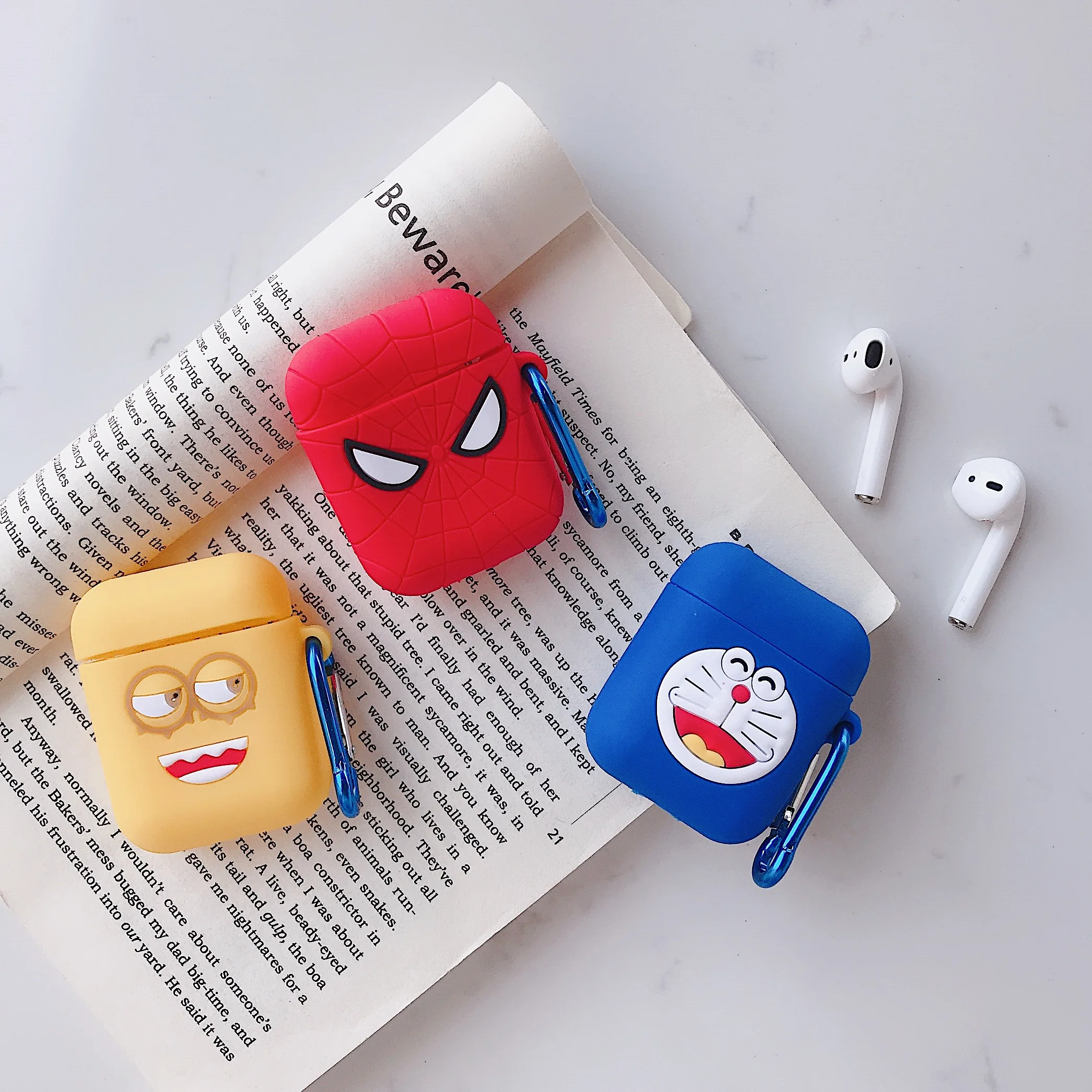 Для Apple Airpods Bluetooth сумка для наушников коробка Улица Сезам Человек-паук стежка медведь утка из мягкого силикона с узором чехол