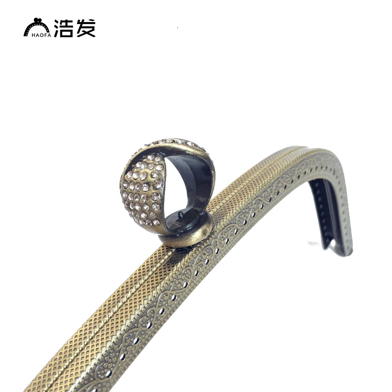HAOFA 18cm Diamond Decoration Buckle Ring Shape Head Metal Purse Frame Clasp Vintage Bronze Bag Accessories 5pcs/lot | Багаж и сумки