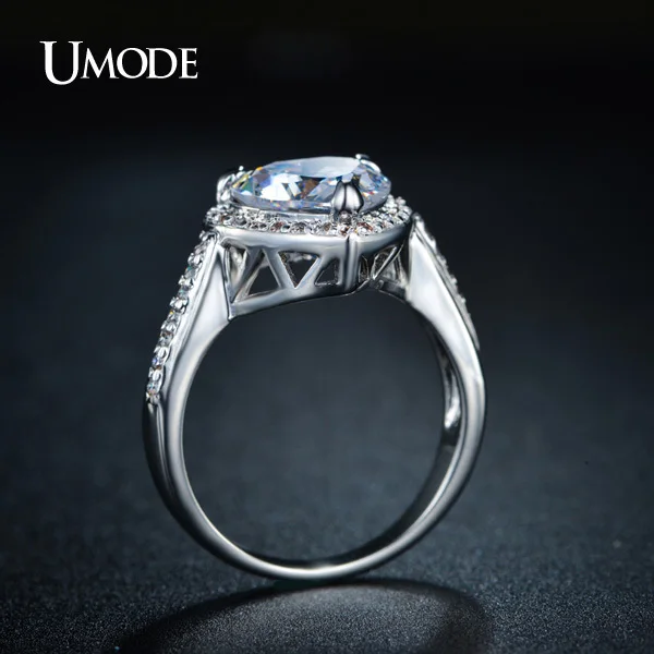 Umode классический гало обручальные кольца 4ct в форме сердца центр камень CZ для