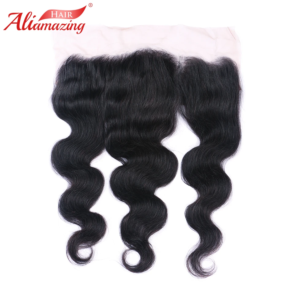 

Amazing Hair Pre Plucked Lace Frontal Brazilian Body Wave Remy Human Hair 13x4 Frontal With Baby Hair Bleached Knots #1B Color