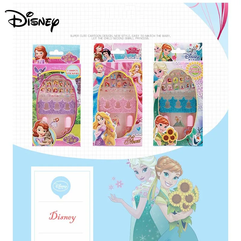 Набор детских наклеек для ногтей Disney водостойкие Мультяшные наклейки Холодное
