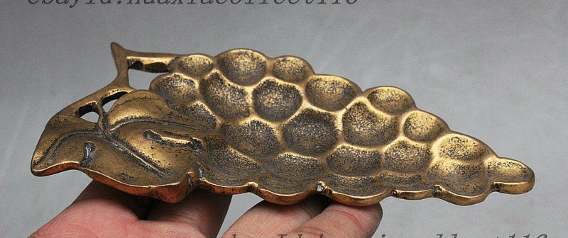 Marked Folk China Old Bronze foliage grape shape Statue ashtray card tray holder | Дом и сад