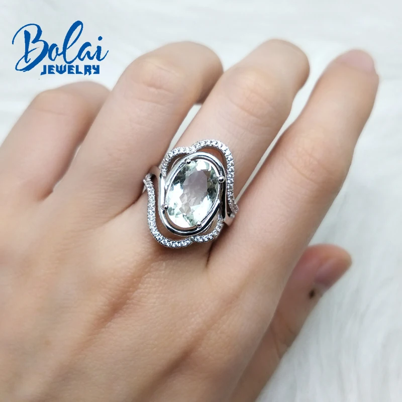 Bolaijewelry Натуральный Зеленый Аметист Мода Ring925 серебро ювелирные украшения для