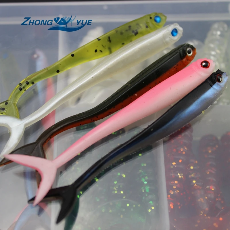 NEW50 pcs 6cm 7cm soft bait sea fishing tackle wobbler jigging lure silicone worm shrimp Set and Tackle Box | Спорт и развлечения