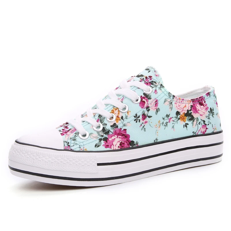 2018 Последняя мода дизайн с цветочным принтом Повседневная парусиновая обувь для