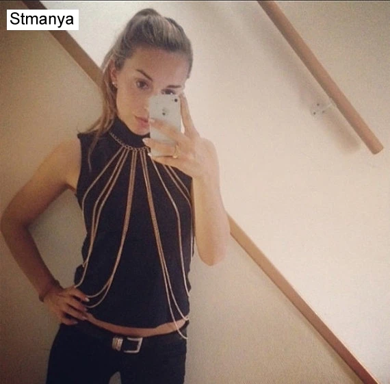 

high quality Sexy body jewelry Women Party Beach Harness Necklaces Tassel Alloy Belly Waist Necklace Female Jewelry B1067