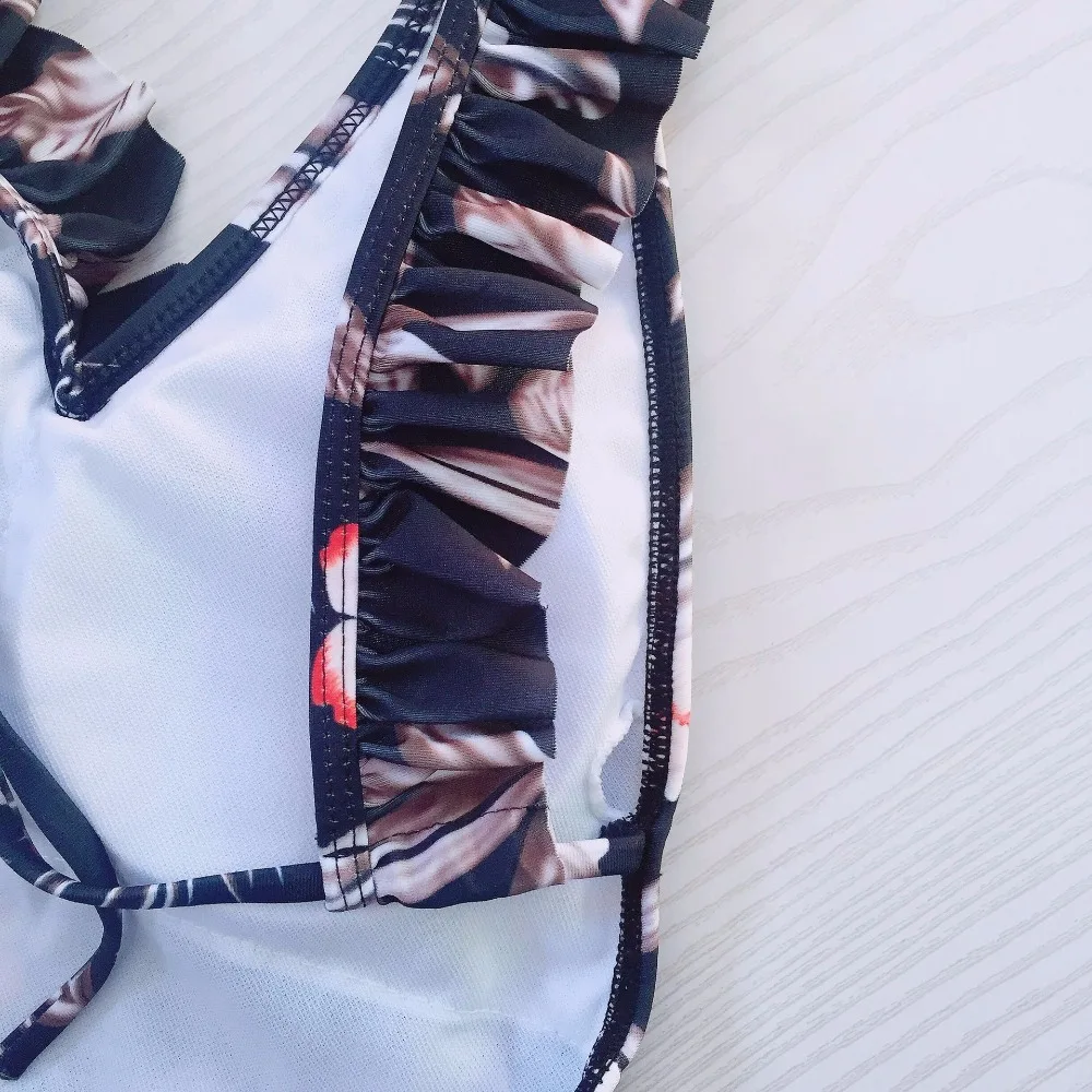 

Sexy Floral Printed Bikini White High Waisted Bikini Halter Swimsuit Padded Swimwear Beach Swimwear Swimsuit Bathing 2021