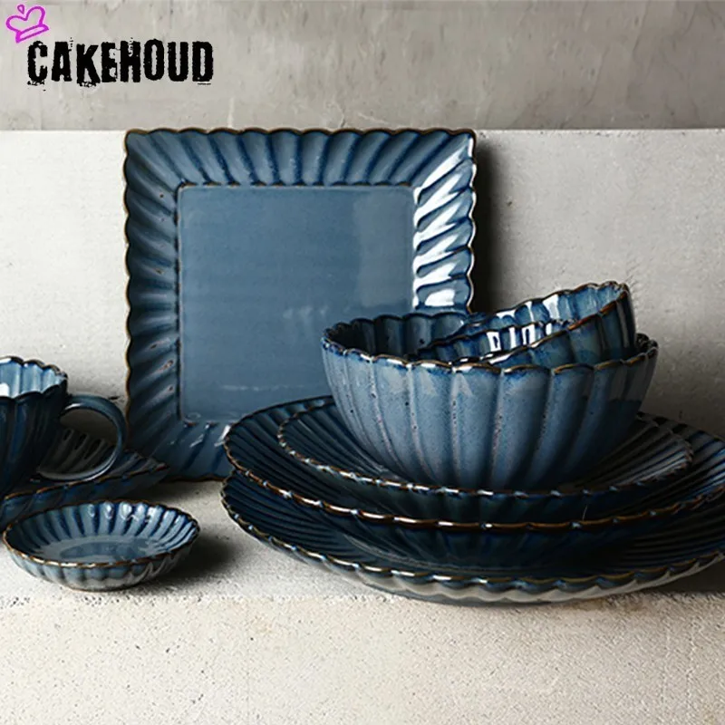 CAKEHOUD, новинка, в скандинавском винтажном стиле, тарелка для отеля, ресторана, для семьи, кухни, керамическая тарелка для салата, десерта, поднос для фруктового торта, набор столовых приборов