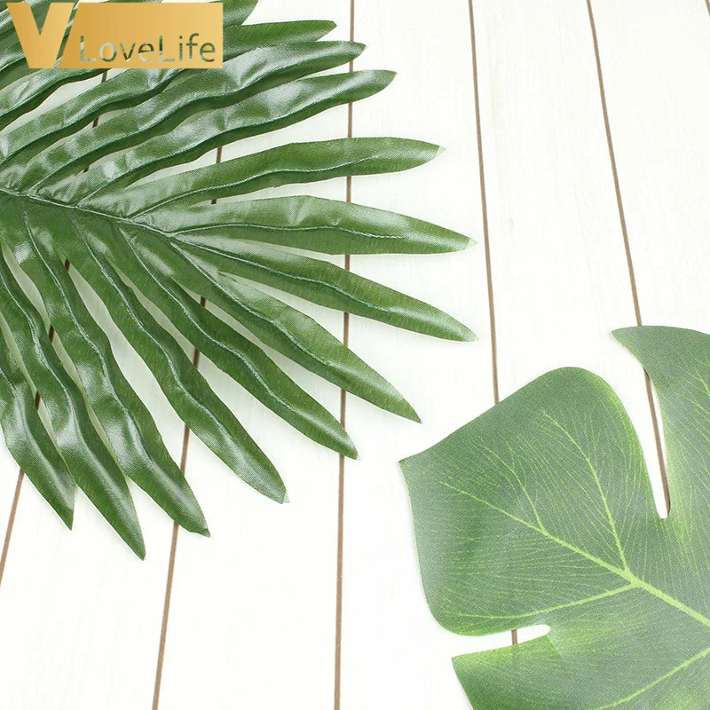 24 шт Искусственные Пальмовые Листья черепаха лист зеленые пластиковые растения