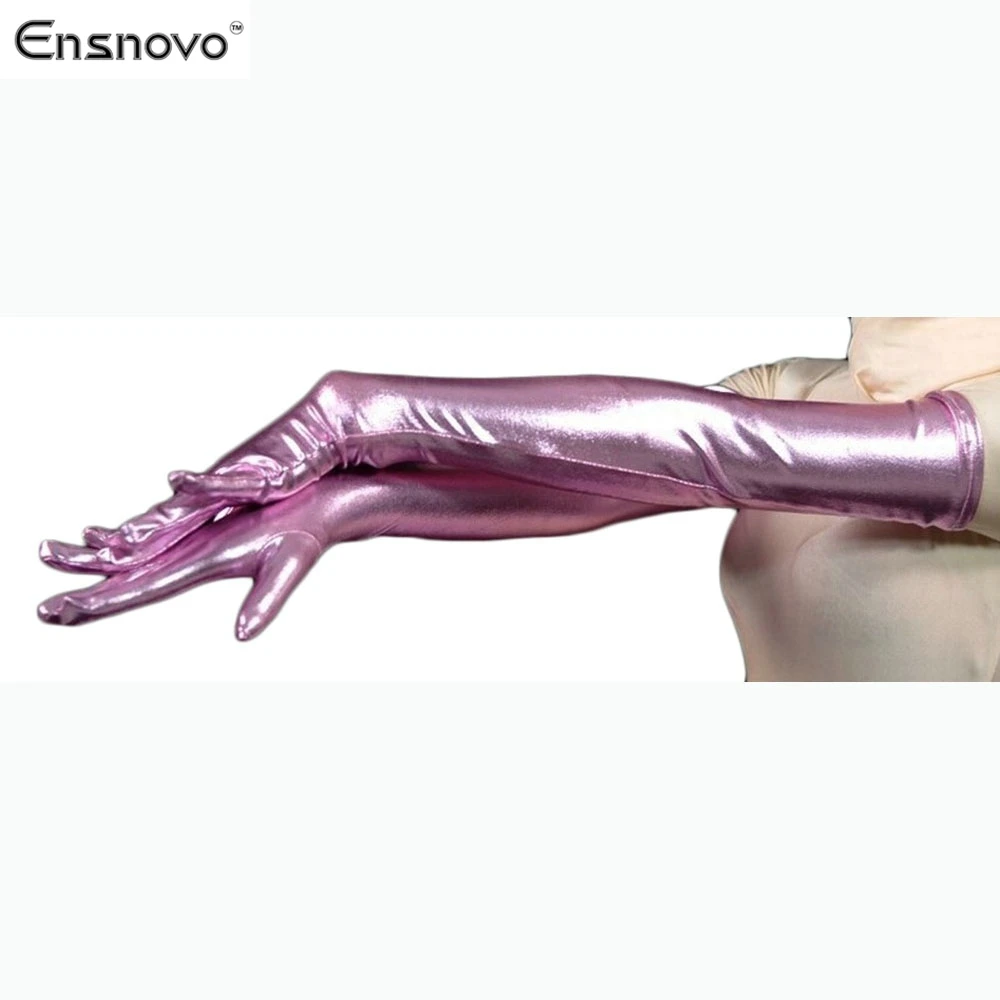 Женский костюм для косплея Ensnovo черные блестящие вечерние перчатки длиной 22