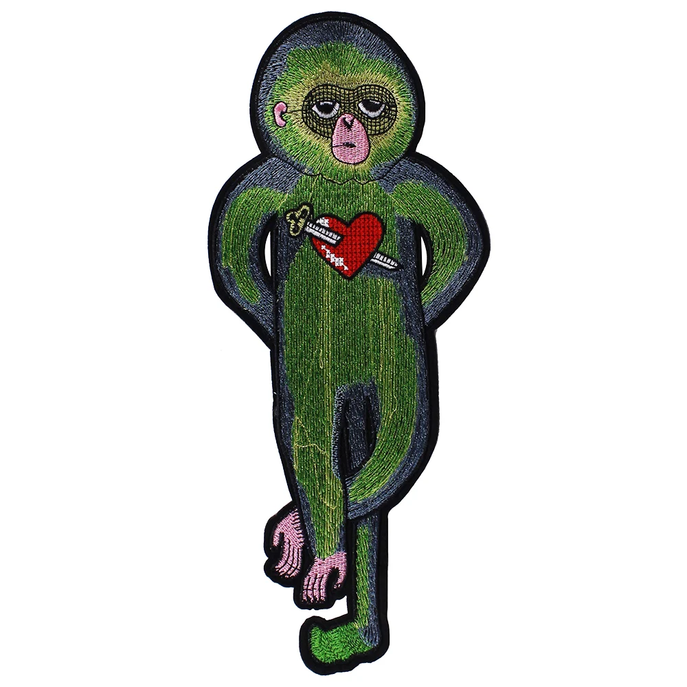 10 шт. зеленая обезьяна с сердцем стрелки тканевые нашивки утюгом на вышивке