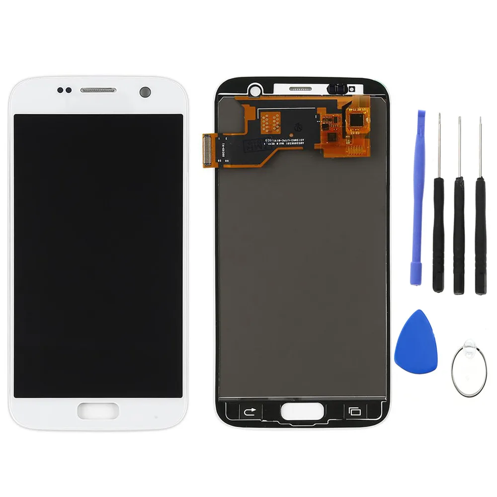 white with tools G930F ЖК-дисплей для samsung Galaxy S7 G930F G930A G930V сенсорный экран замена дигитайзера для samsung S7 ЖК-экран - Цвет: white with tools