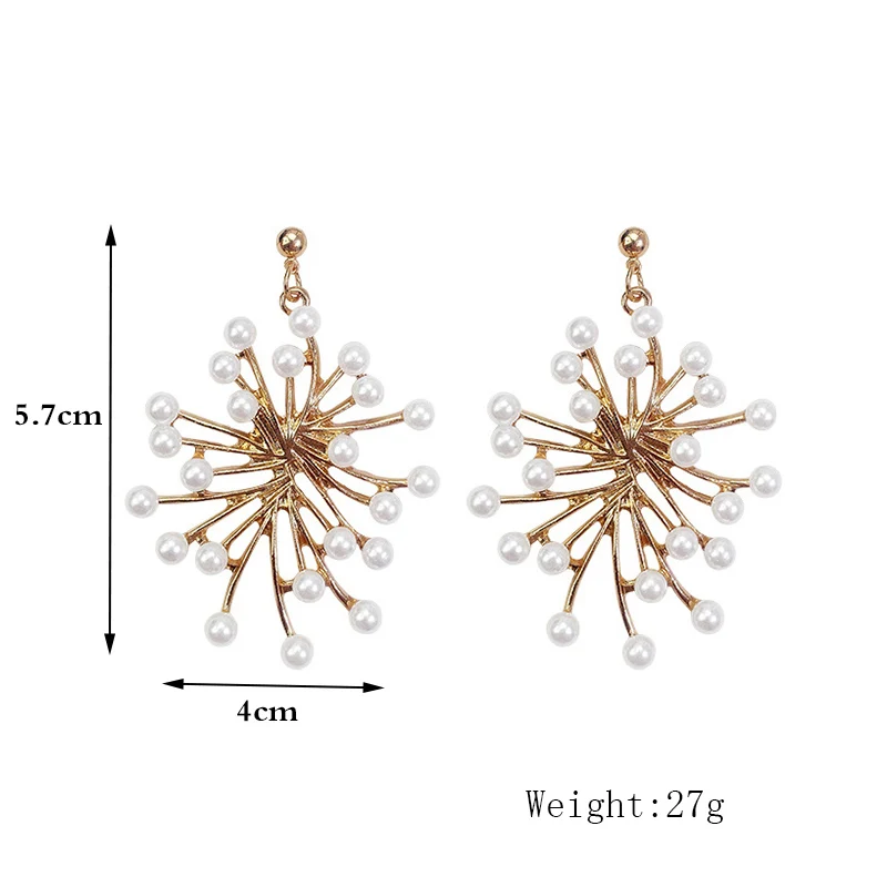 Женские серьги-подвески с жемчужинами в форме цветка фейерверка ювелирные