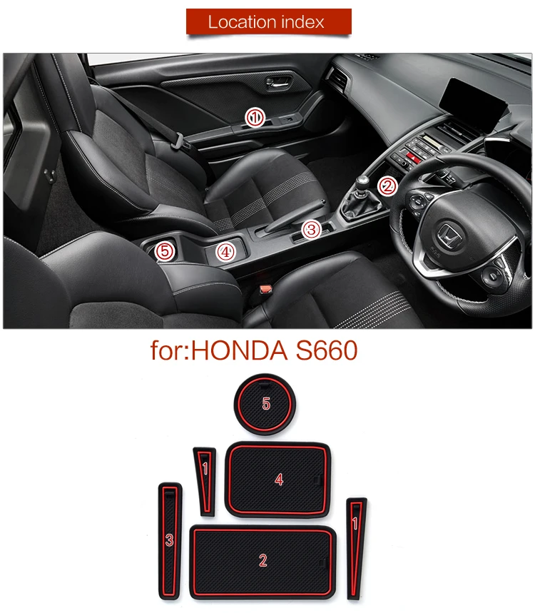 6 шт./компл. для Honda S660 автомобильный Стайлинг нескользящий слот ворот украшение