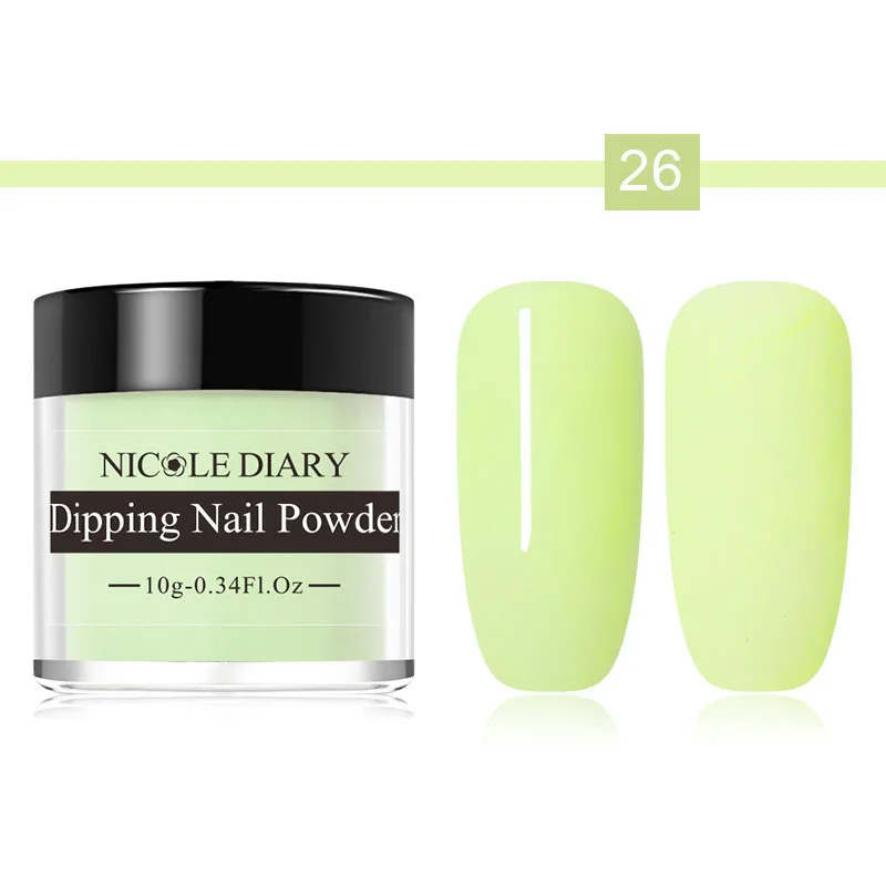 Color 26 NICOLE дневник Dip порошок для ногтей 10 мл градиент французский блеск без лампы лечение База Топ активатор лак жидкость набор украшения - Цвет: Color 26