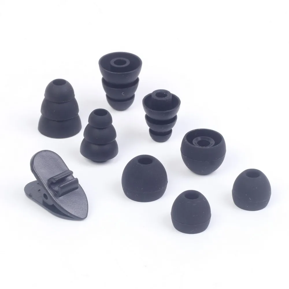 

Promotions 1ot(9pcs) 2 Color Silicone ear tips buds eartips earbuds with clip for In-Ear Earphone Headphone