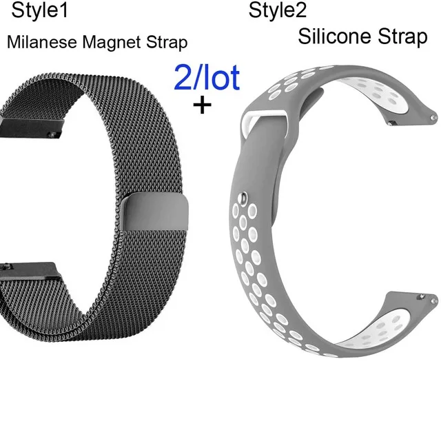 22 мм браслет ремешок для huawei Watch GT Honor Magic Dream Watch Band для Huami Amazfit Pace Stratos Milanese Correa для samsung - Цвет: balck-gray white
