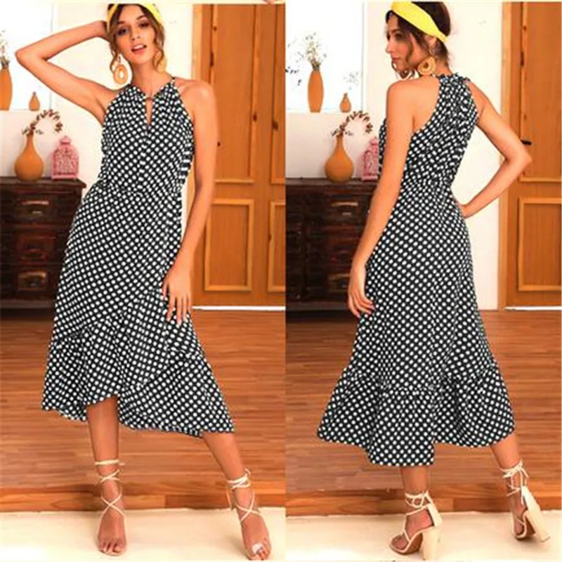 Женский летний праздничный сарафан новый сексуальный с высокой талией принтом