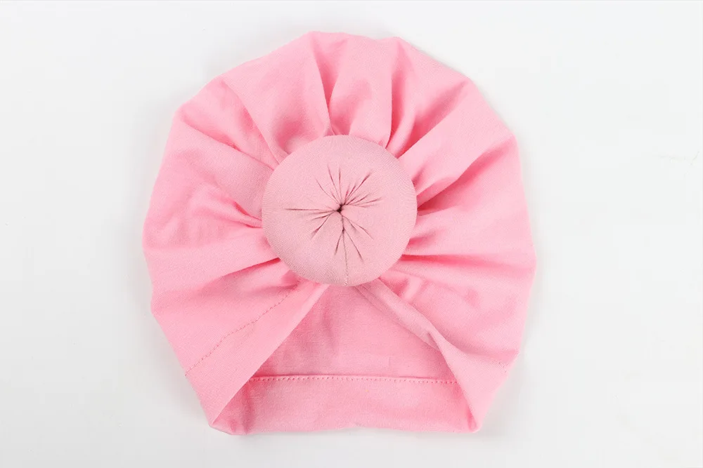 Новинка; однотонные шапки с пончиком для маленьких девочек; BeBe Turban Hood; однотонная завязанная шапка унисекс из хлопка; мягкие милые шапки; аксессуары для новорожденных - Цвет: 5
