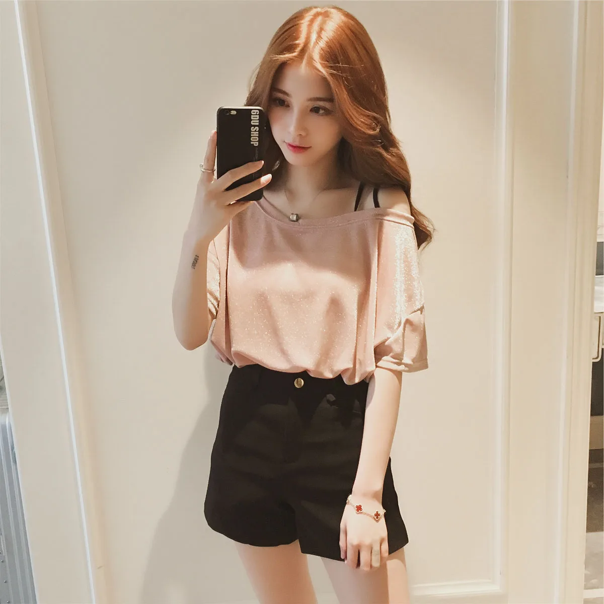 Женские топы с люрексом ZOGAA однотонные футболки коротким рукавом круглым вырезом