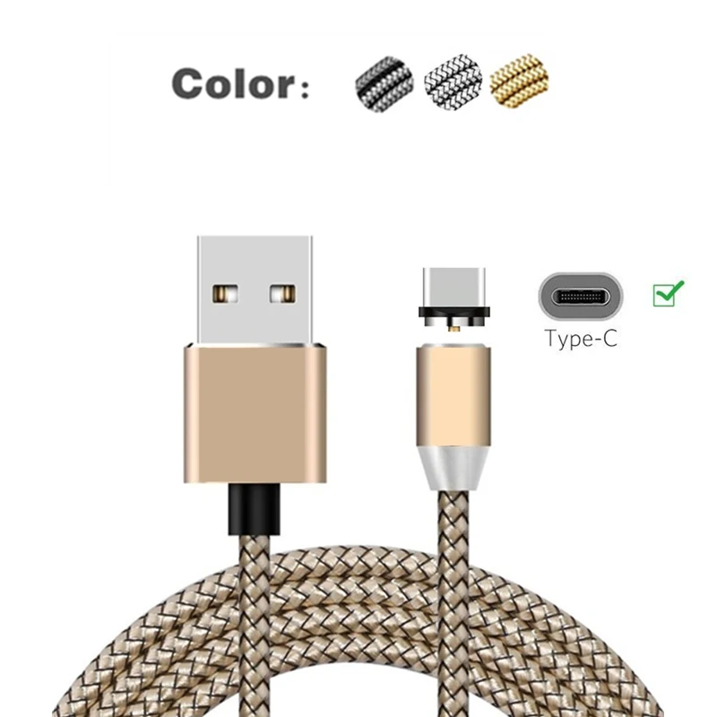 Gold Cable and Plug Магнитное зарядное устройство Магнит usb type C кабель для huawei P20/P20 Pro/P20 Lite Honor 10 V20 9 8 nova 3 3i 4 Letv Leeco Le Max 2 - Цвет: Gold Cable and Plug
