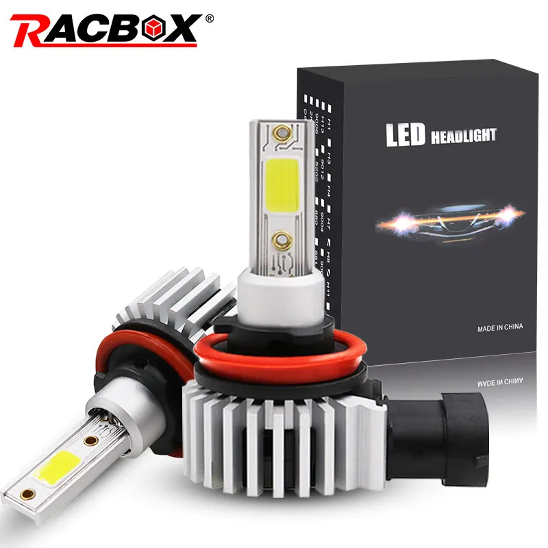 RACBOX 2 шт. H4 H1 H3 H7 H11 H8 H9 H27 880 881 9005 HB3 9006 HB4 светодиодные лампы для передних фар 72W фары для 8000LM стайлинга автомобилей 3000K 6000K 10000K