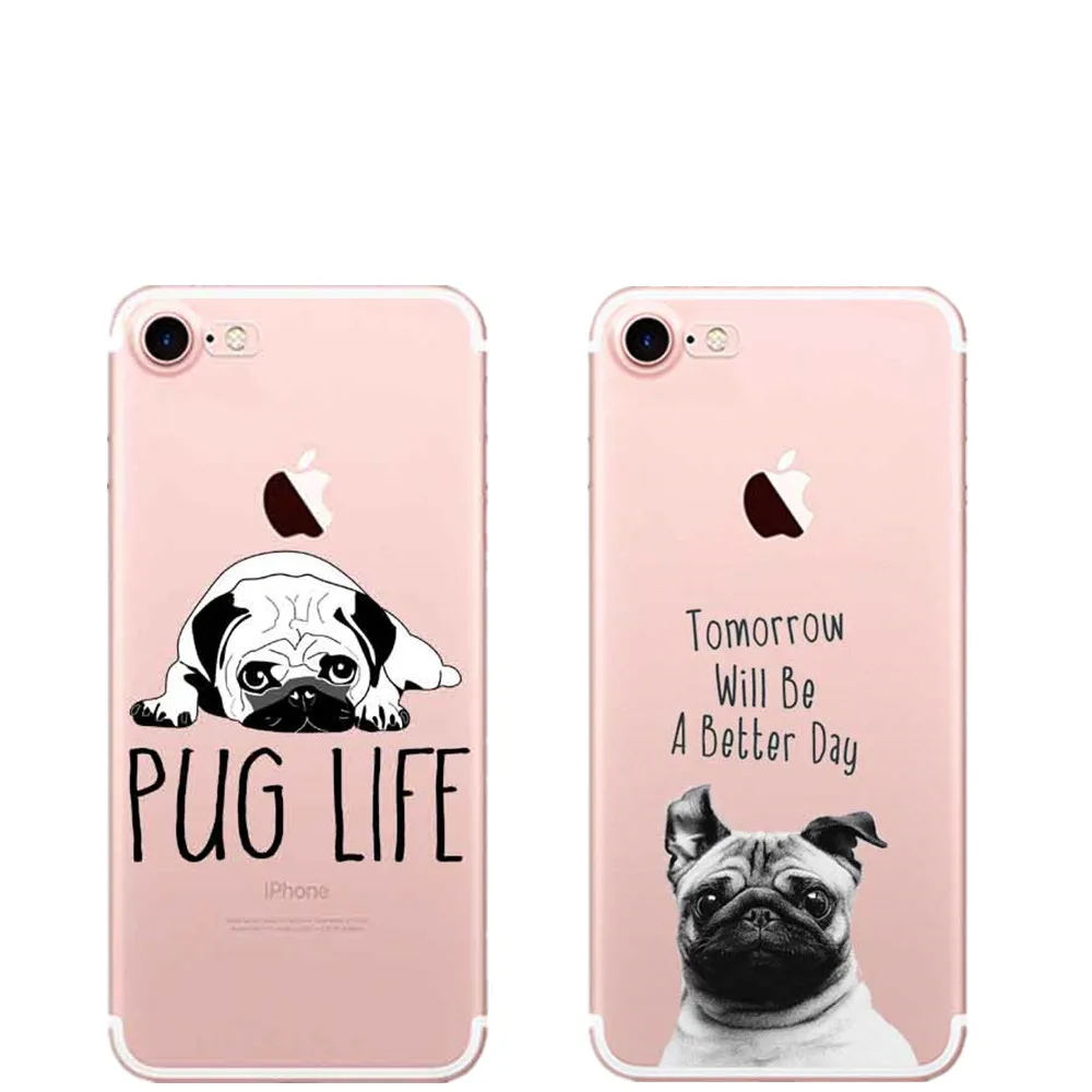 Завтра будет лучший день чехол pug Life Clear мягкий силиконовый для телефона iPhone 7 XR XS