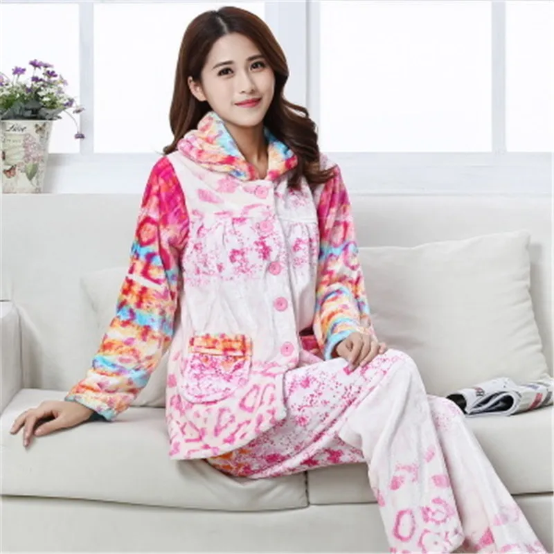 2018 новые зимние женские и мужские фланелевые пижамы с длинным рукавом длинные