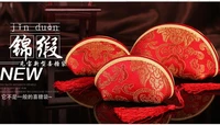10 pieces red chinese handmade classic shell mini silk bag purses wallet coin purse with tissue mix 3 sizes