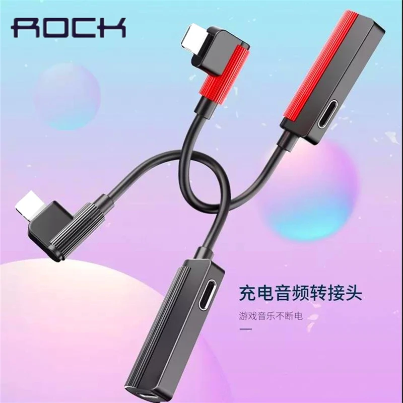 Переходник ROCK Space для iPhone X 7 8 Plus 2 в 1 с подсветкой на 3 5 мм аудиоадаптер OTG разъем