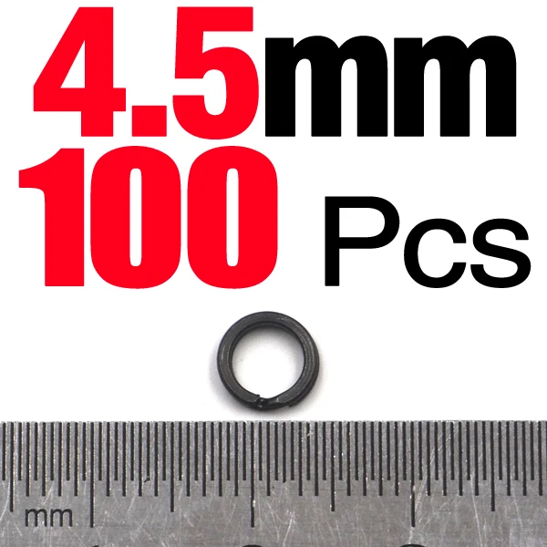 100Pcs 4dot5 mm MNFT 100 шт. раздавленные рыболовные раздельные двухслойные кольца матовые черные Антикоррозийные жесткие приманки оснастки быстрая замена снасти Разъем для приманки - Цвет: 100Pcs 4dot5 mm