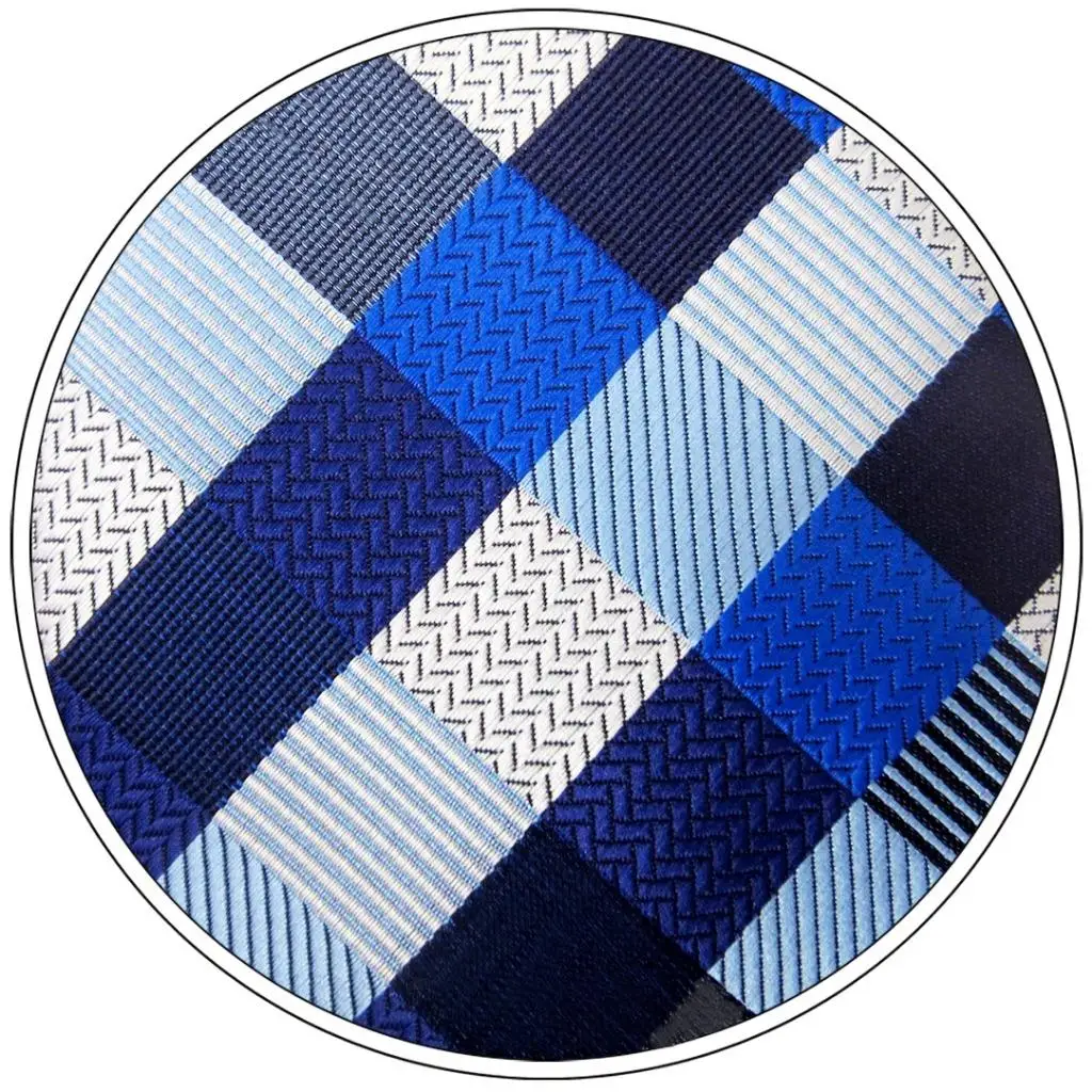 KH02 Checked Blue Mens Pocket Square Fashion Hanky Silk Jacquard Woven Dress | Аксессуары для одежды