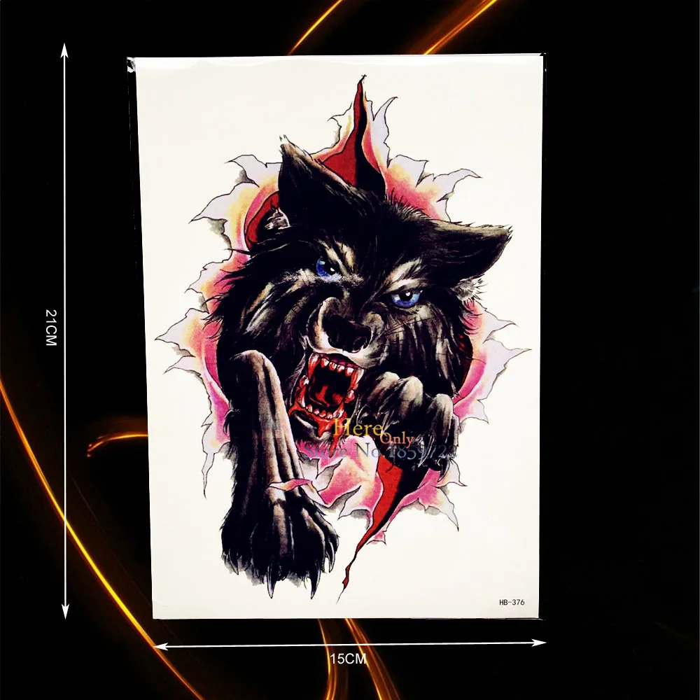 Крутая повязка Имитация тату на руку волк ломающая бумага дизайн