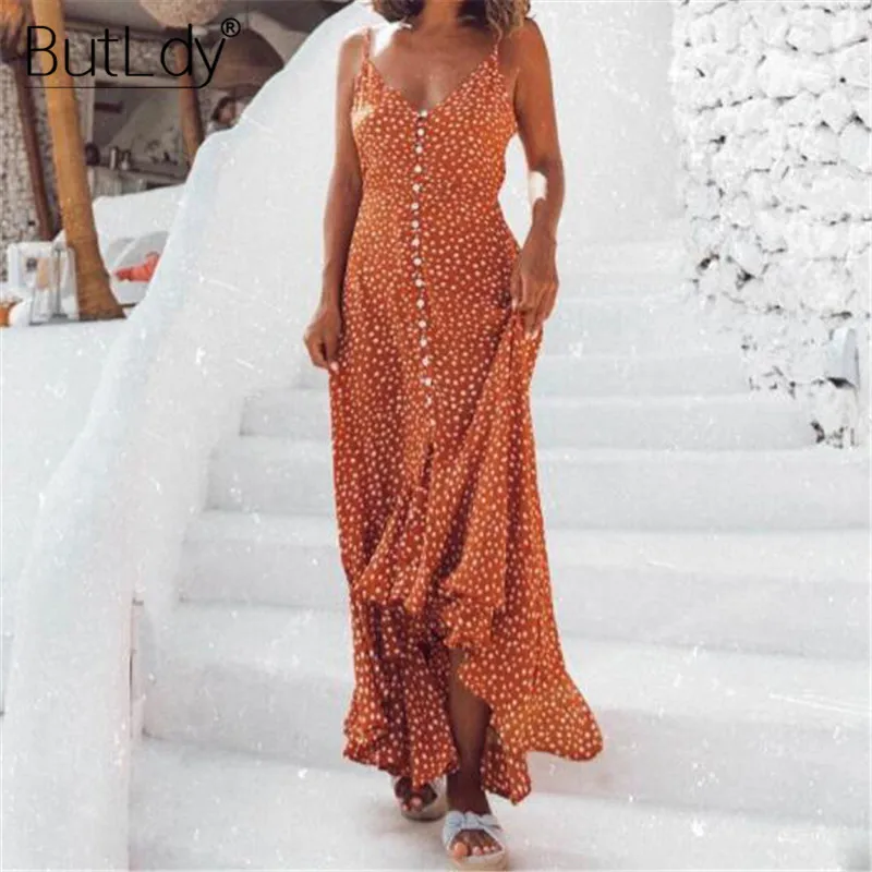 Женское длинное асимметричное платье в горошек винтажное Пляжное Платье макси с