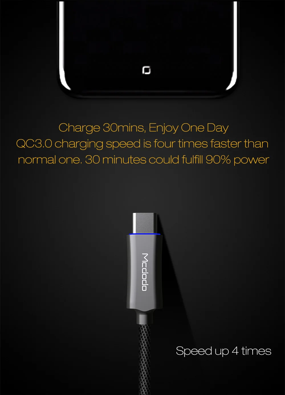 Mcdodo кабель usb type C QC3.0 кабель для быстрой зарядки для huawei Xiaomi samsung S10 9 автоматическое отключение зарядного устройства usb-кабель type C