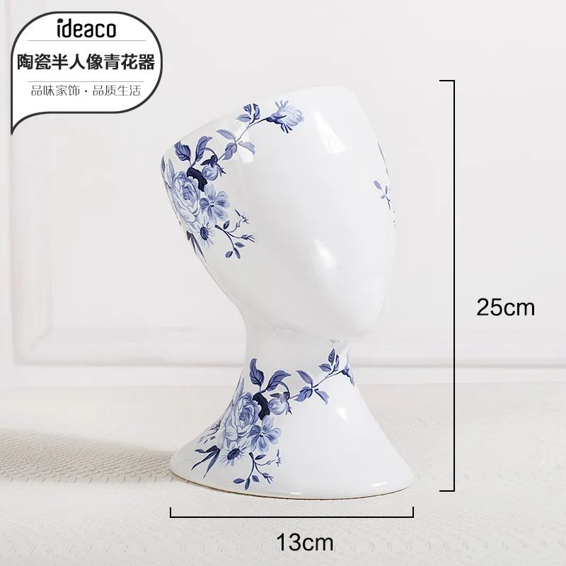 

Vase White Jingdezhen Vase Classic Ceramic Vase White Flower Vase Container Blue Flower Print Decor