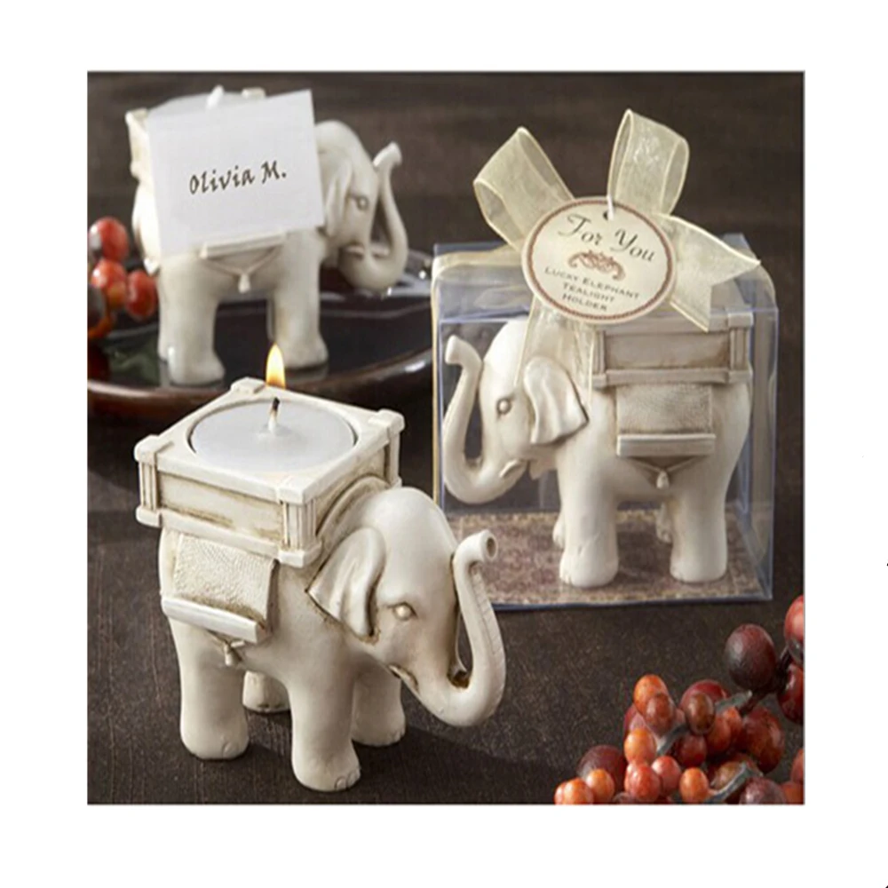 1 шт. Счастливый слон свечи Tealight держатель цвета слоновой кости Свадебная вечеринка домашний декор cOwpu