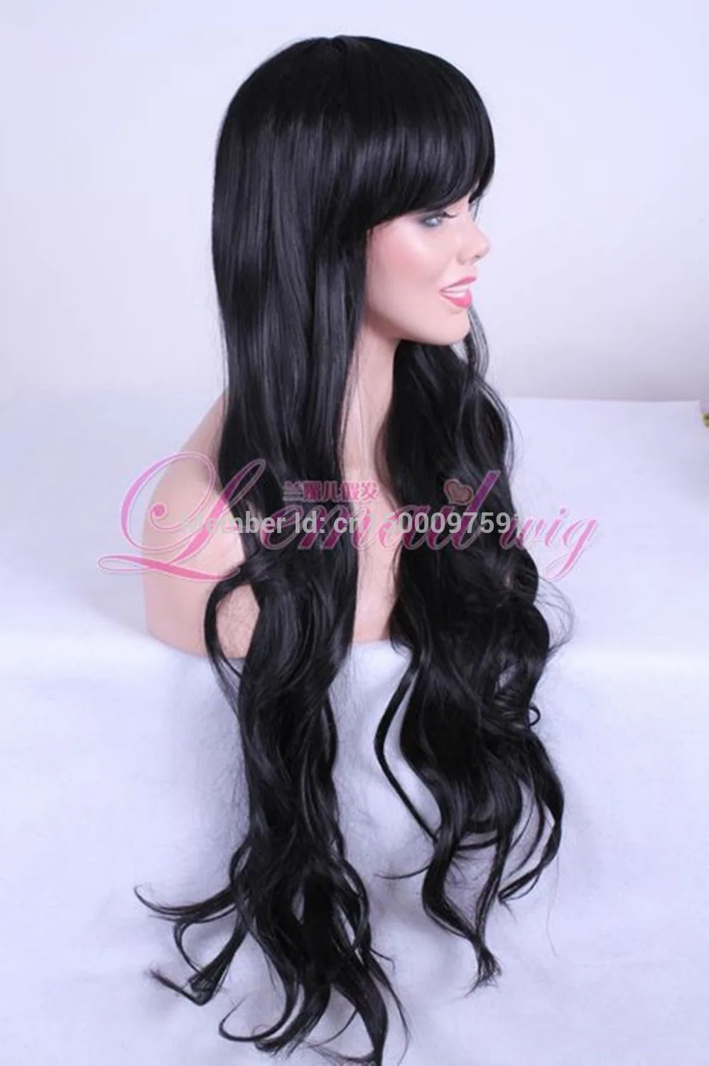 parrucca perruque Shipping**80cm long Jet Black wavy women fahion hair wig |